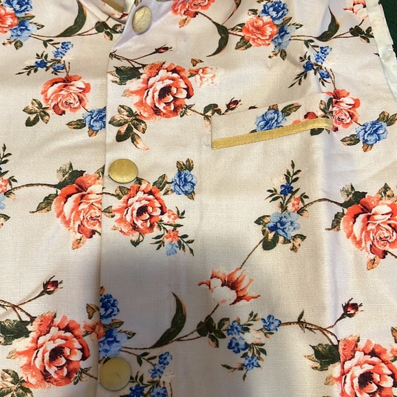 Digital Printed Polyester Floral Nehru Coat in Baby Pink - Picture 3 of 4